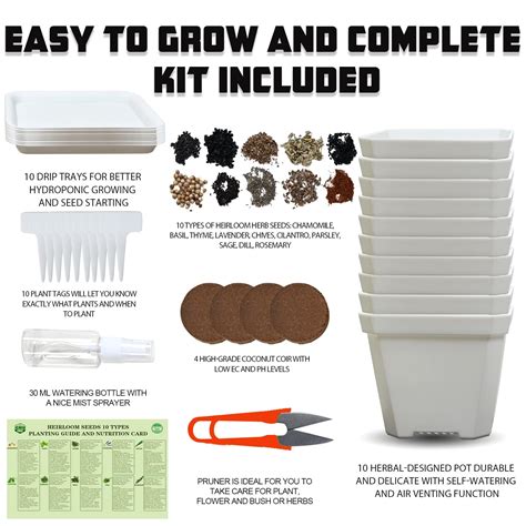 Herb Grow Kit 10 Herb Seeds Garden Starter Kit Complete Potted Plant