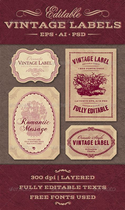 All of our product label templates consider different branding styles that are appropriate for various businesses in the market. Editable Vintage Labels Set by milalala | GraphicRiver