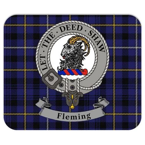 Clan Fleming Crest And Tartan Mousepad Etsy Scottish Crest Scottish