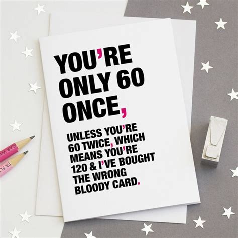 60th Birthday Card Funny 60th Card Sarcastic 60th Card