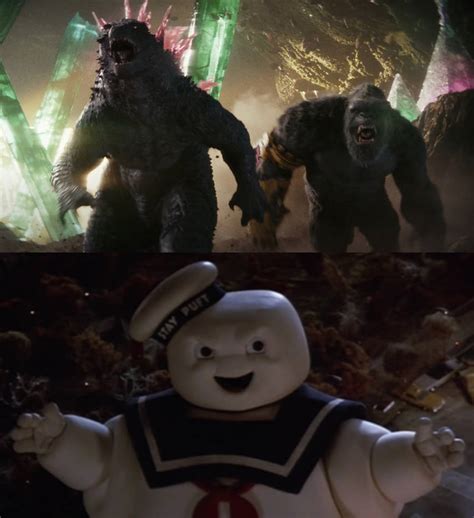 Godzilla And Kong Vs The Stay Puft Marshmallow Man By Carriejokerbates On Deviantart