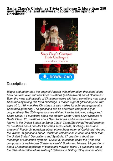 Read ⚡ebook Santa Clauss Christmas Trivia Challenge 2 More Than 250