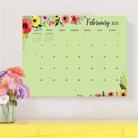 2020 Classic Floral Large Desk Pad Calendar 22x17 Monthly Blotter For