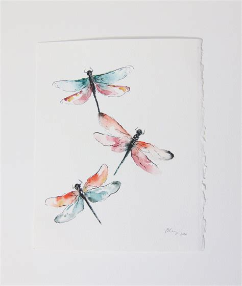 Dragonflies Original Watercolor Painting X Loose Watercolor