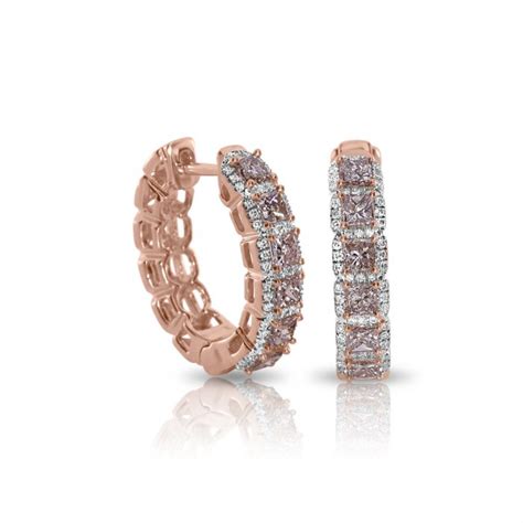 Real Fine Ct Fancy Pink Diamonds Earrings K All Natural Grams