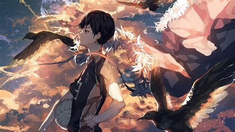 Haikyu Tobio Kageyama Standing Near Flying Birds Hd Anime Wallpapers