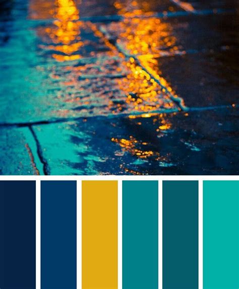 Dark Blue Teal And Yellow Color Palette Color Paleta