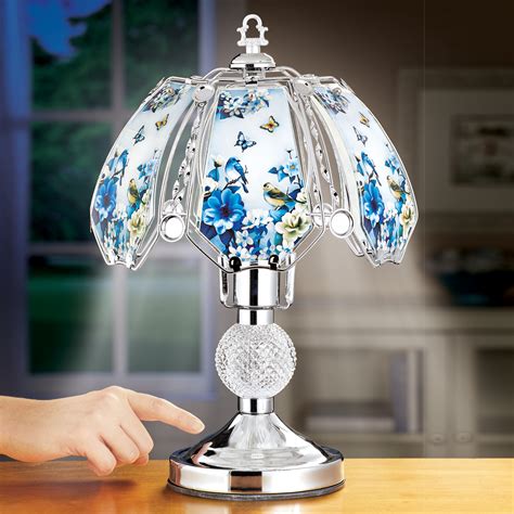 Collections Etc Blue Songbird And Flower Garden Touch Lamp Ebay