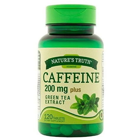 Natures Truth Caffeine Tablets Plus Green Tea Extract Dietary