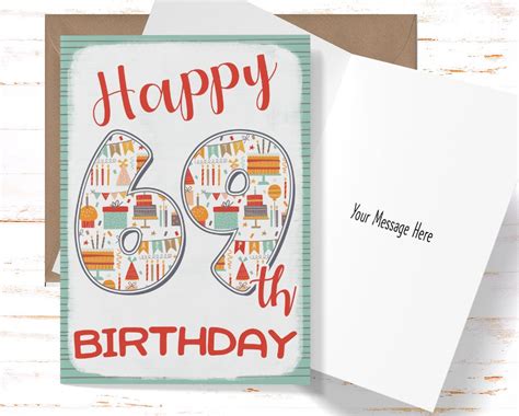 Happy 69th Birthday Card For Her Birthday Card For 69th Etsy