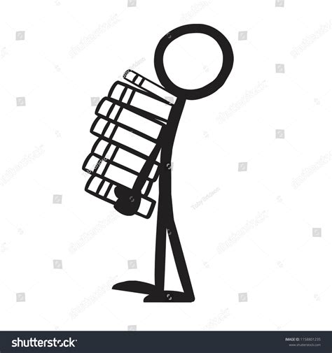 Stick Figure Reading Books Stock Vector Royalty Free 1158801235