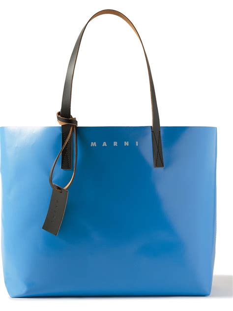 Marni Tribeca Reversible Leather Trimmed Two Tone Pvc Tote Bag Marni