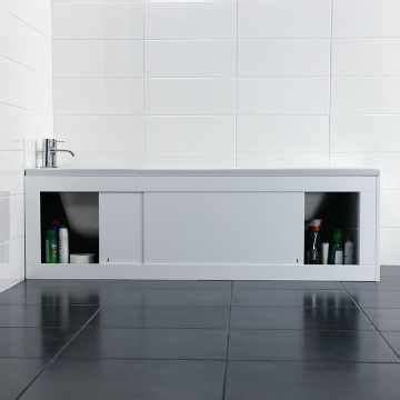 Height adjustable base panel (min 500 mm, max 575 mm). Croydex Unfold N Fit White Bath Storage Panel | Bath panel ...