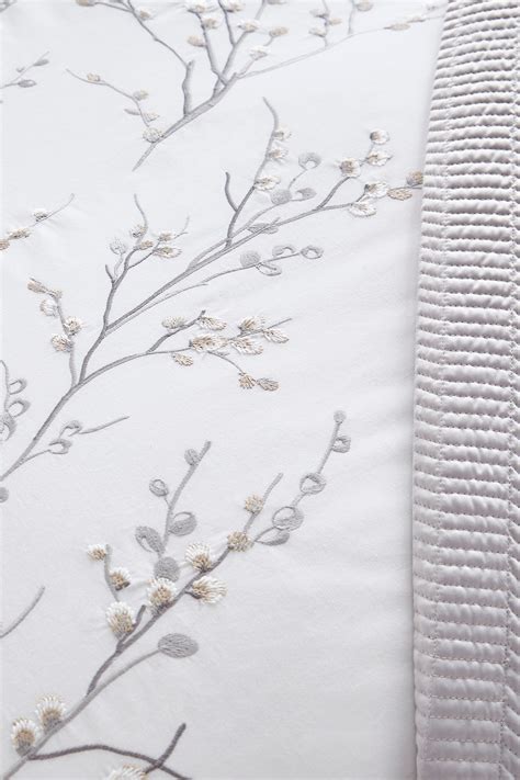 Buy Laura Ashley Dove Grey Pussy Willow Sprig Embroidered Duvet Cover And Pillowcase Set From