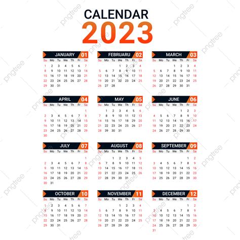 Yearly Calendar 2023 Vector Png Images 2023 Yearly Calendar Template