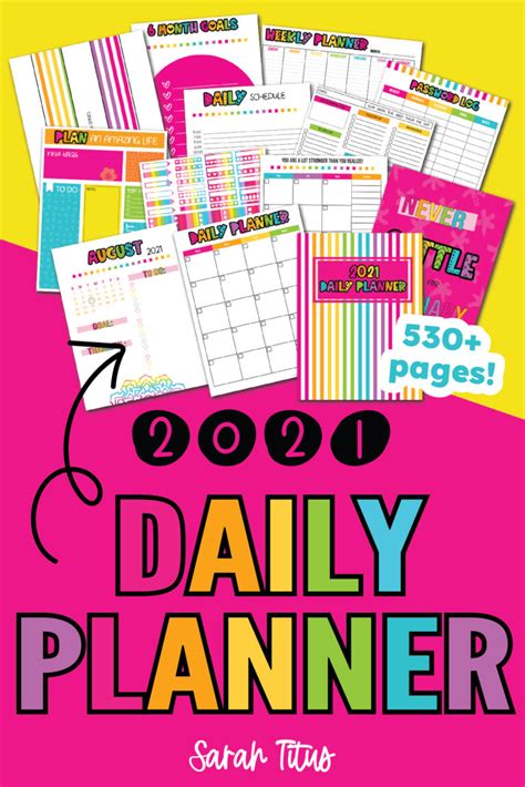 Free 2021 Daily Planner Printables 530 Pages Sarah Titus