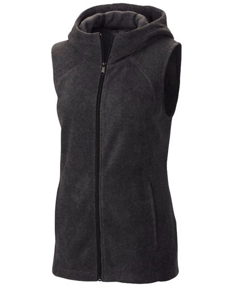 Women Sleeveless Black Zip Up Fleece Jacket