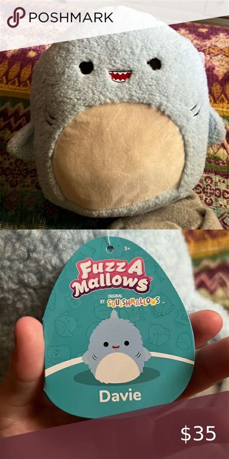 Davie The Shark Fuzzmallow Squishmallow Cute Squishies Cute Whales