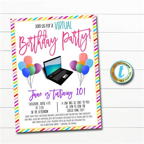 16 exquisite a virtual birthday party invite template like that birthday invitation cards