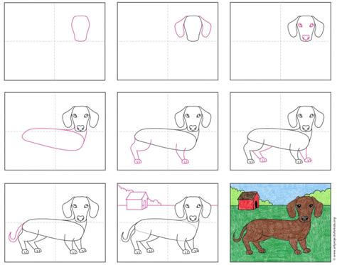 Improve your drawing skills and get inspired. How to Draw a Dachshund Dog · Art Projects for Kids in 2020 | Dog art projects, Dachshund ...