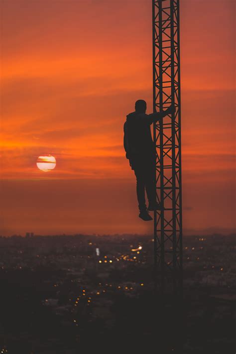 Sunset Man Silhouette Height Hd Wallpaper Wallpaper Flare
