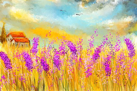 Lavender Memories Lavender Field Art Painting By Lourry Legarde