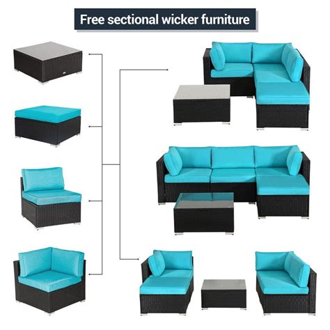 Superjoe 5 Pcs Outdoor Furniture Sectional Sofa Set Patio Wicker Sofa