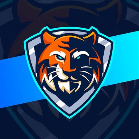 Tiger Mascot Esport Logo Design Premium Vector