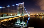 Papeis de parede Pontes EUA Rios Estradas Manhattan Hudson Noite Nova ...