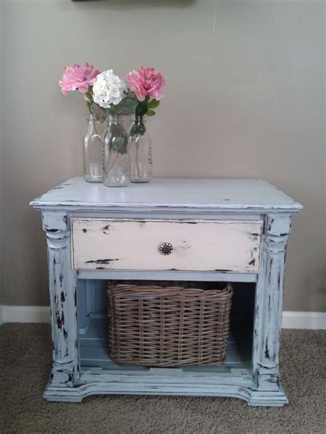 The boho shabby chic style exudes a comfortable and welcoming atmosphere. Shabby Chic Coastal Blue/ Off White End Table/ Night by ...
