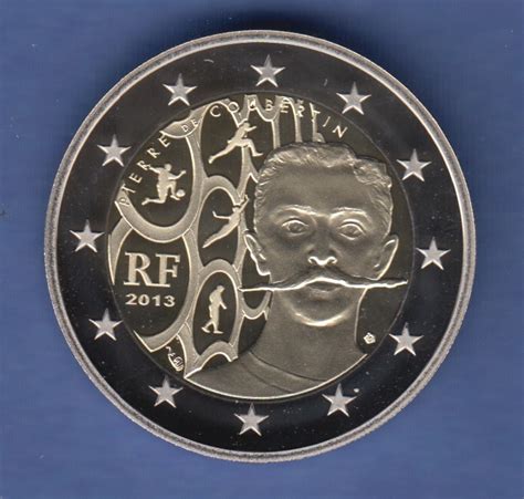 Frankreich 2 Euro Sondermünze 2013 Pierre De Coubertin In Pp Selten