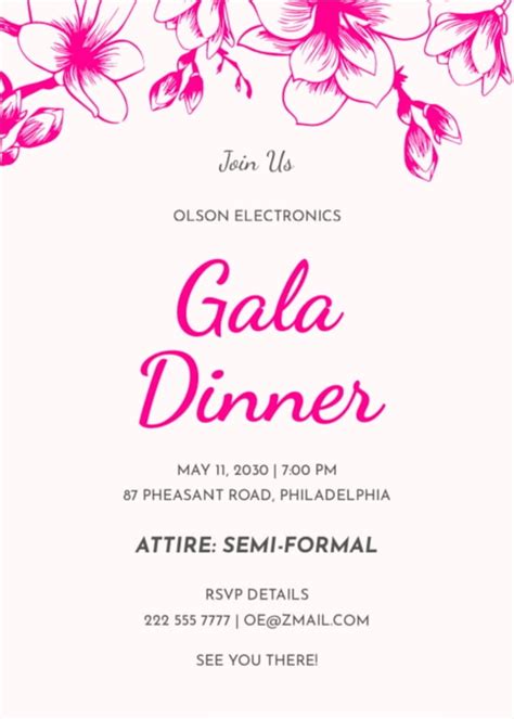 Gala Dinner Night Invitation Template Illustrator Word Apple Pages