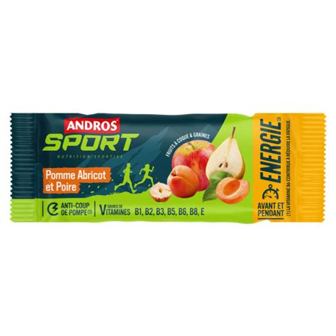 Barre Fruits Energie Pommes Abricot Poires Andros Sport 40g Sur Franprixfr