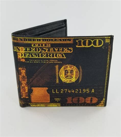 Golden Hundred Dollar Bill Design Leather Bifold Walletmens Etsy Norway
