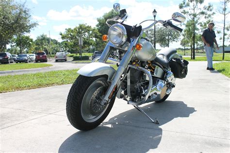 Although harley had launched their all new designed custom inspired softail frame a year earlier with a bike of the same name it was the radical fatboy with its instantly recognisable styling that wowed crowds and made it one of the best selling. 1990 Harley Davidson Fatboy Grey Ghost