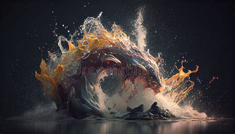 Beautiful Water Splash Backdrop Ai Render Stock Illustration