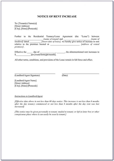 Get Our Free Notice Of Rent Increase Template Letter Template Word