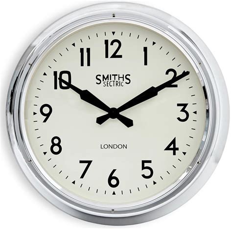 Extra Large Smiths Wall Clock In Chrome 60cm Smiths Clocks