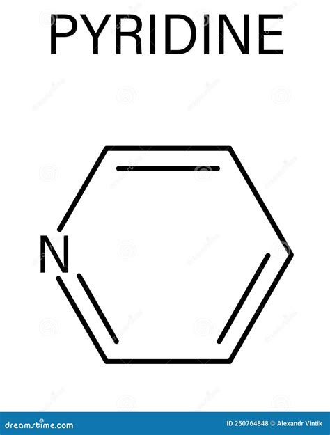 Pyridine Chemical Solvent And Reagent Molecule Skeletal Formula Stock