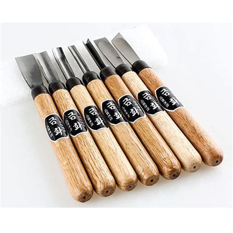 High Carbon Steel Wood Carving Tools Chip Detail Chisel Set Knives 7pcs