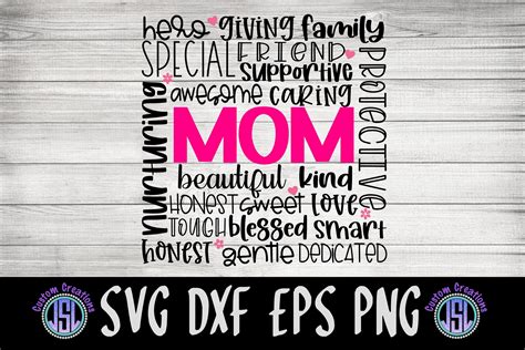 Mom Word Art| Mother's Day SVG Download | SVG DXF EPS PNG (565435