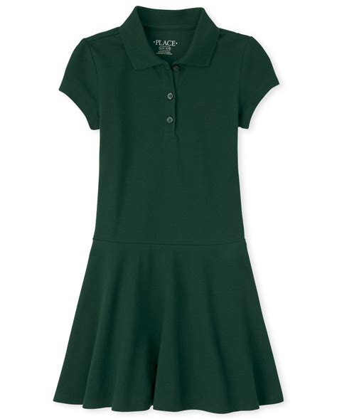 Girls Uniform Short Sleeve Pique Polo Dress