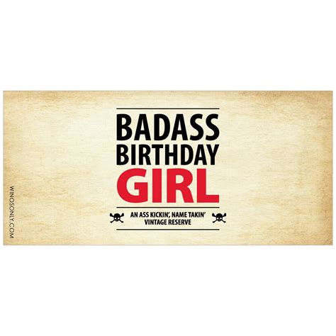 Badass Birthday Girl Birthday Wine Label Pdf Download In Tan Winos Only