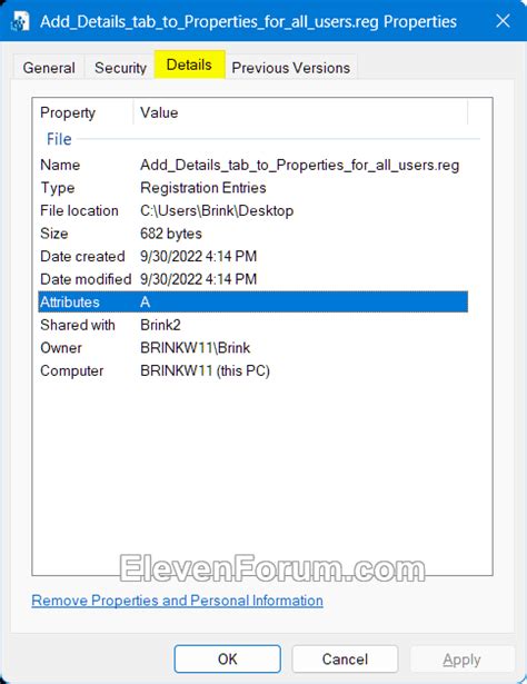 Add Or Remove Details Tab In File Properties In Windows 11 Tutorial