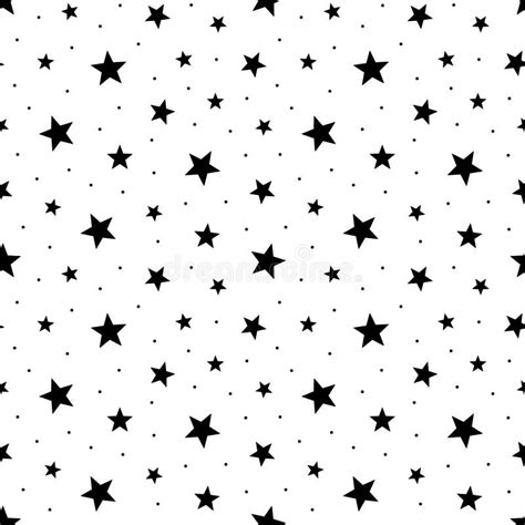 Star Seamless Pattern Print Starry Sky Black And White Star