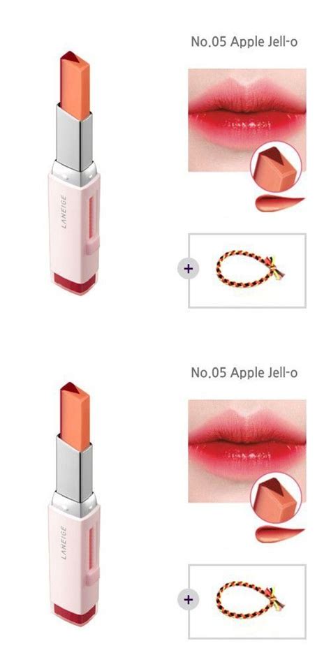Two tone lipstick, two tone lip, color combine, gradation, high color. Laneige Two Tone Tint Lip Bar 0.07oz(2g) No.05 Apple Jell ...