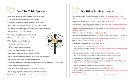 6 Best Youth Bible Trivia Questions Printable Pdf For