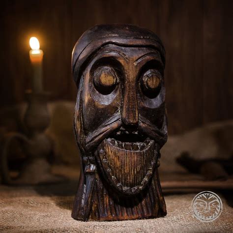 wooden head viking warrior viking statue wooden viking etsy vikings