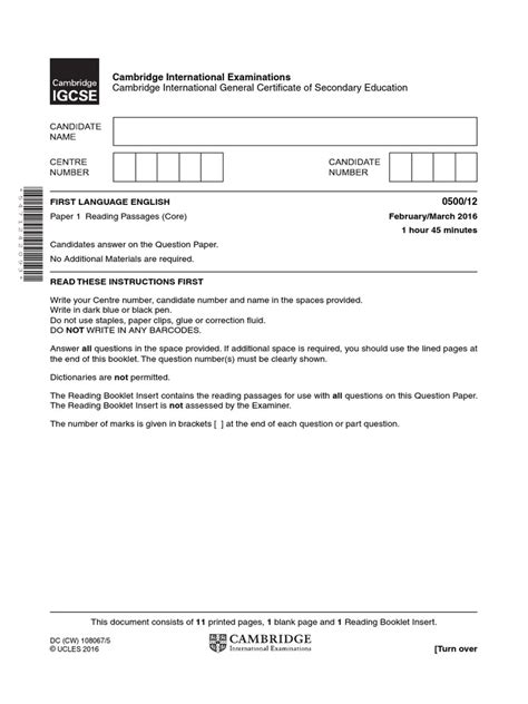 Cambridge International General Certificate Of Secondary Education Pdf