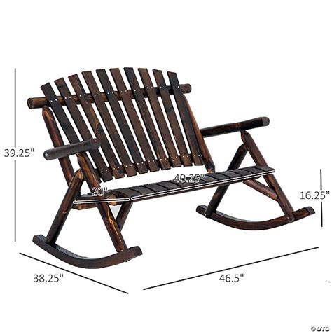Outsunny Outdoor Rustic Adirondack Rocking Chair With Log Slatted